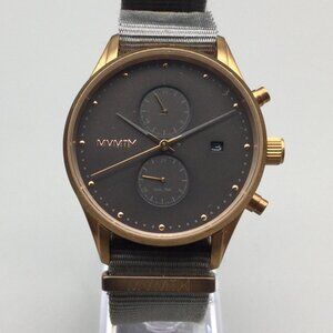 MVMT Voyager Chronograph Watch Men 42mm Rose Gold Gray Nylon Band New Battery